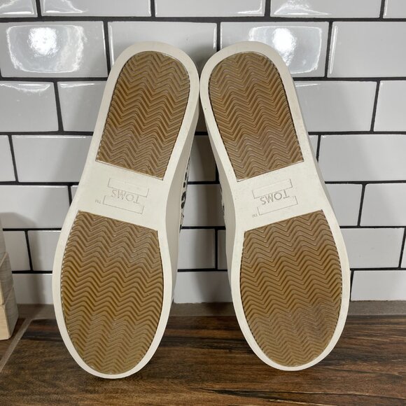 Toms Parker Womens Size 10 Shoes Egret Snow Leopard Twill Casual Comfort Slip On - Picture 8 of 13